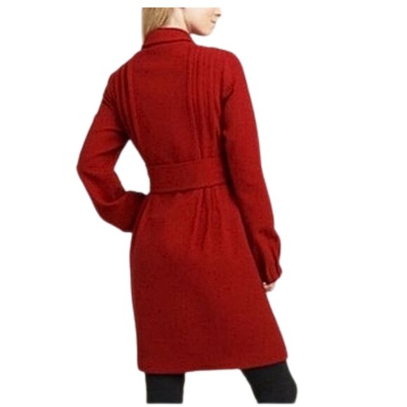 Theory Burgundy Panya Wool Blend Pleated Coat. Size Small. - Picture 3 of 9